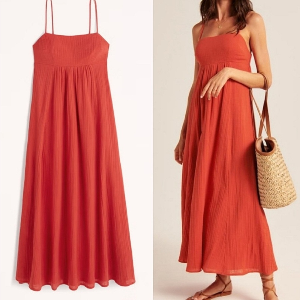 Abercrombie & Fitch Babydoll Maxi Dress, Red, Sz Large